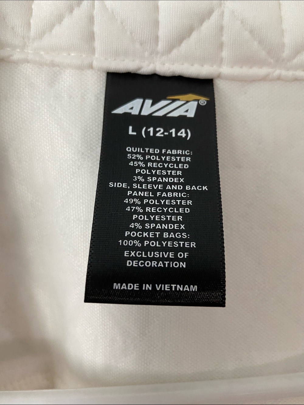 Avia Women’s Quilted Zip-Front Jacket - Cream size L 12-14 - Picture 2 of 7